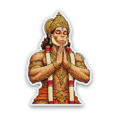 Hanuman With Garlands Glitter Sticker