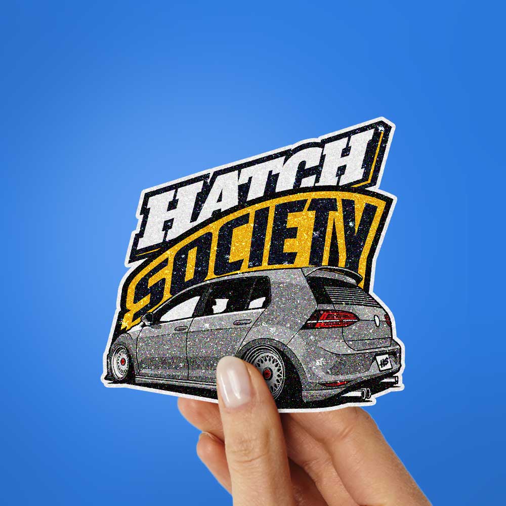 Hatch Society Grey Car Glitter Sticker