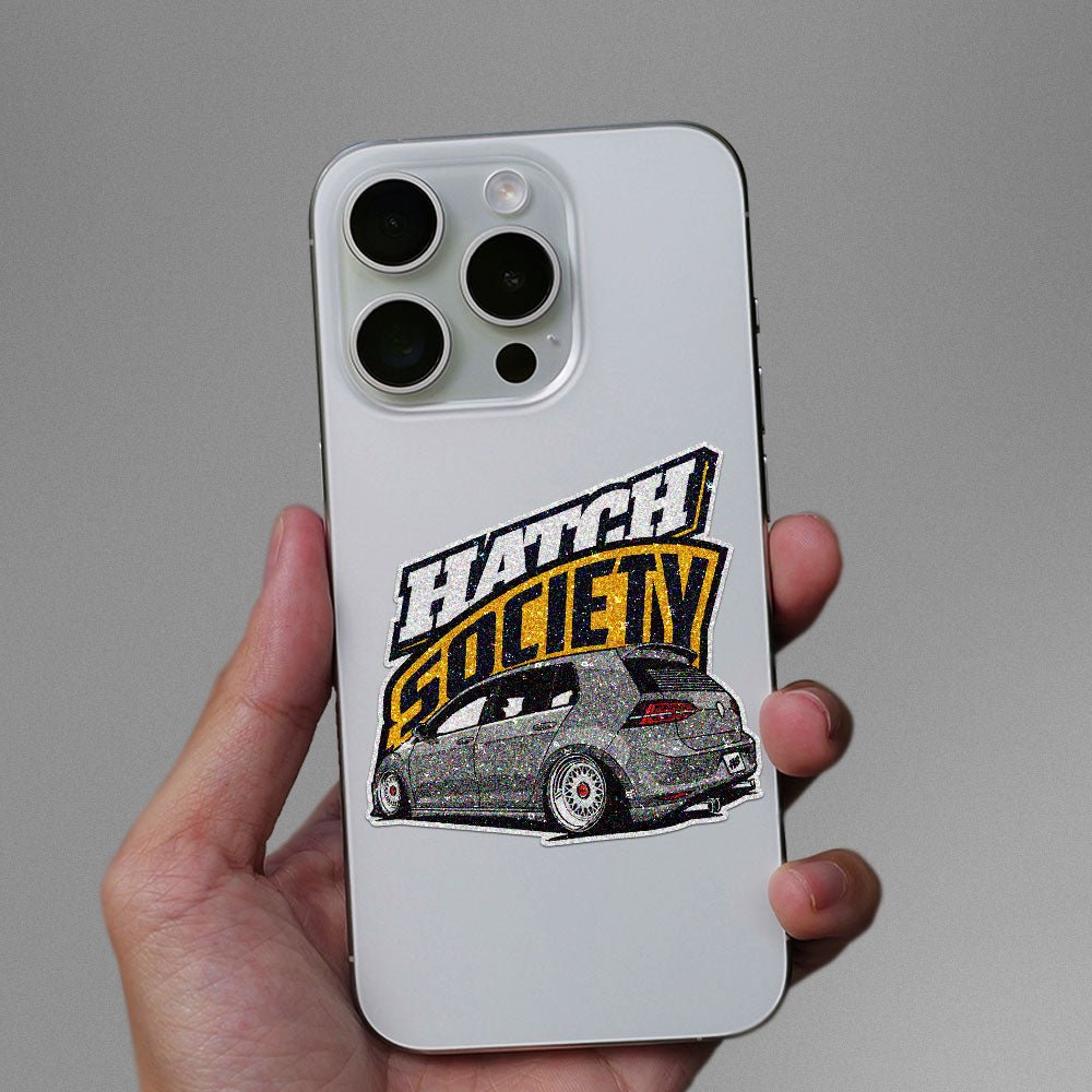 Hatch Society Grey Car Glitter Sticker