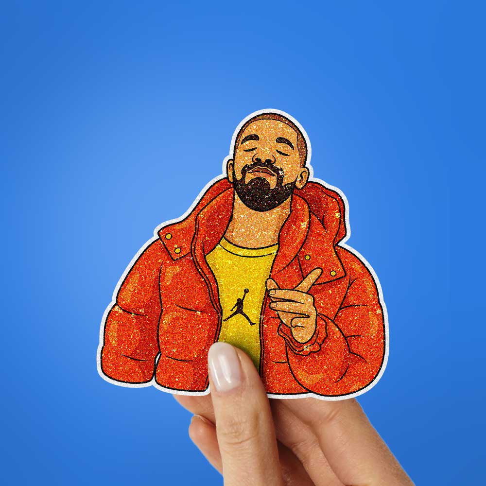 Jacket Guy Pointing Glitter Sticker