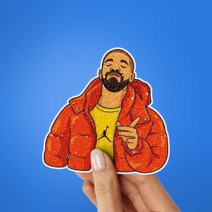 Jacket Guy Pointing Glitter Sticker