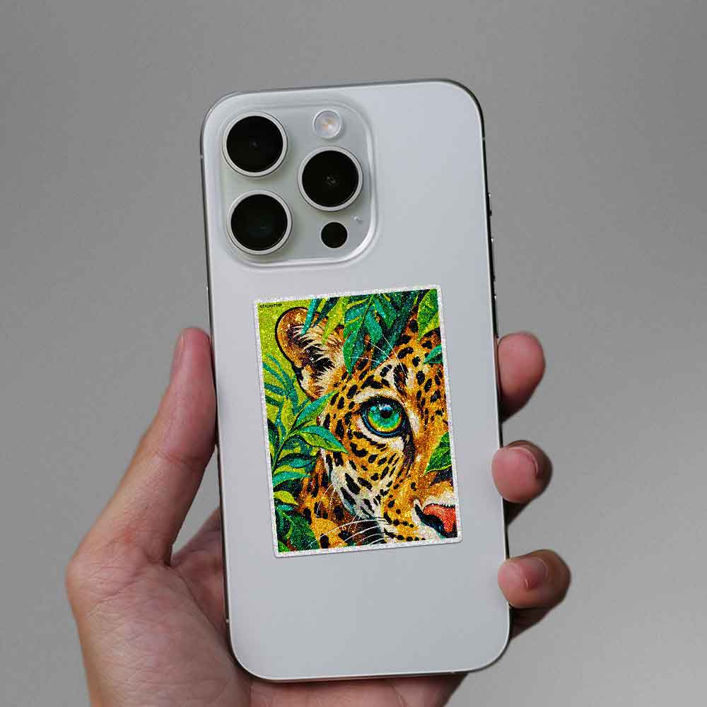 Jungle Leopard Eyes Glitter Sticker