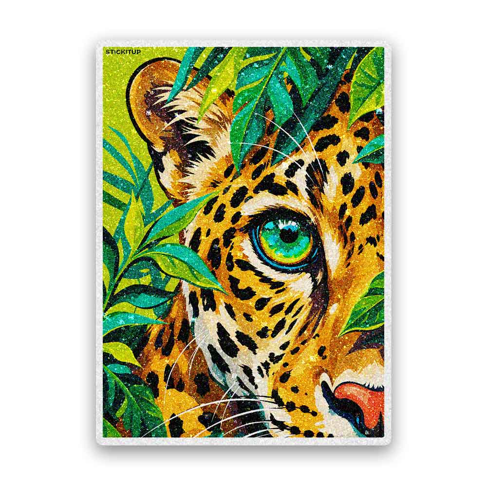 Jungle Leopard Eyes Glitter Sticker