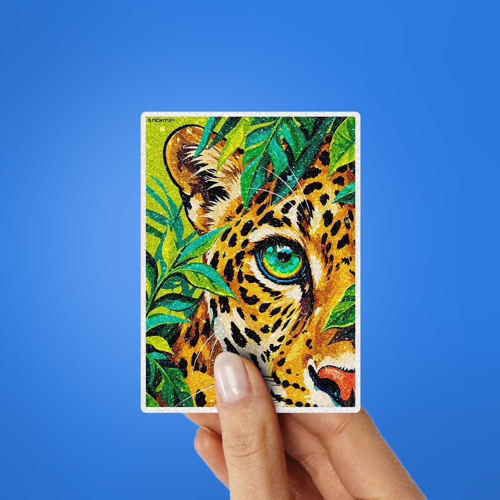 Jungle Leopard Eyes Glitter Sticker
