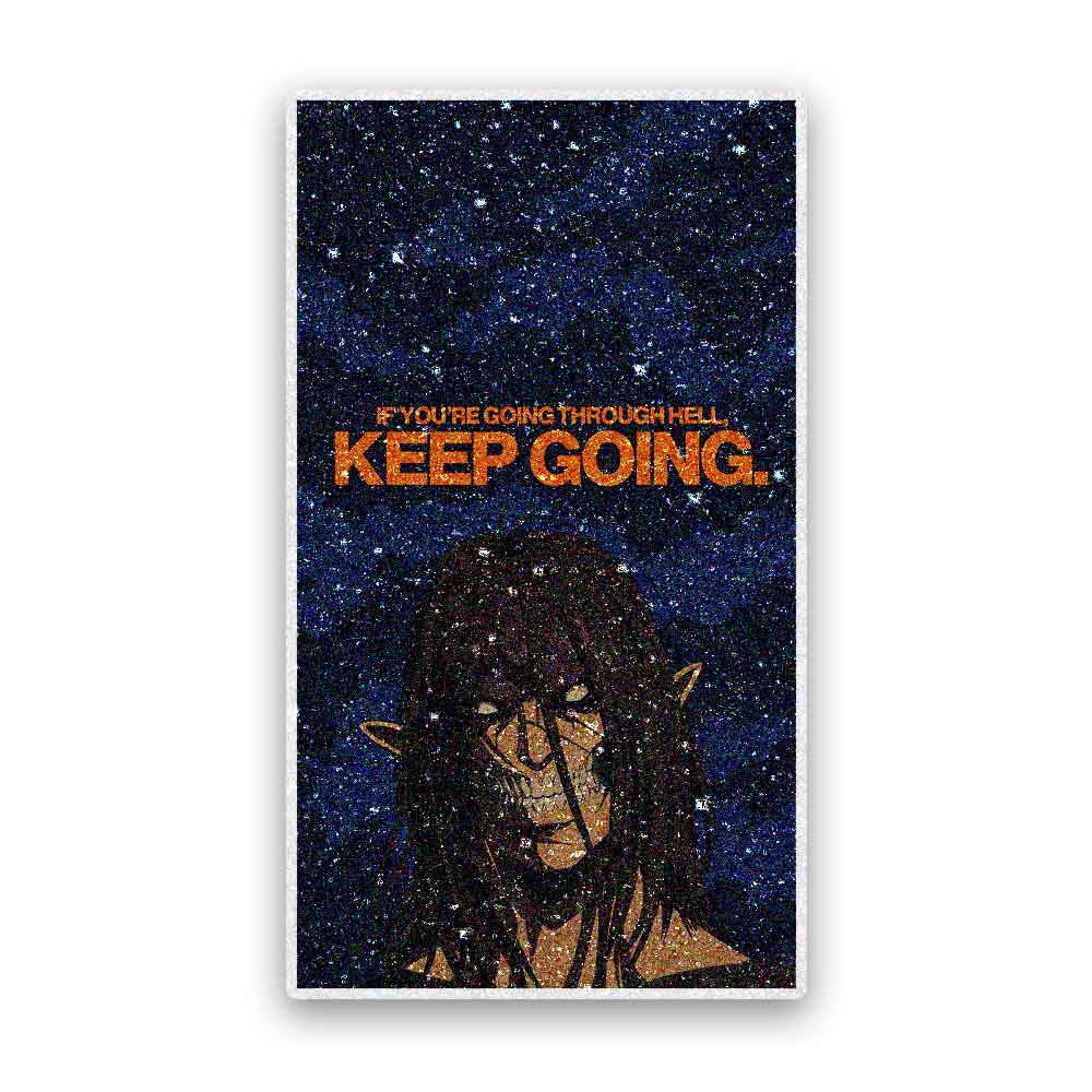 Keep Going Demon Face Glitter Sticker