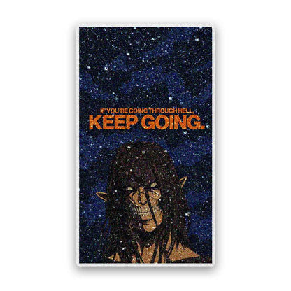 Keep Going Demon Face Glitter Sticker