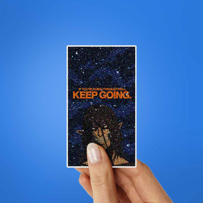 Keep Going Demon Face Glitter Sticker