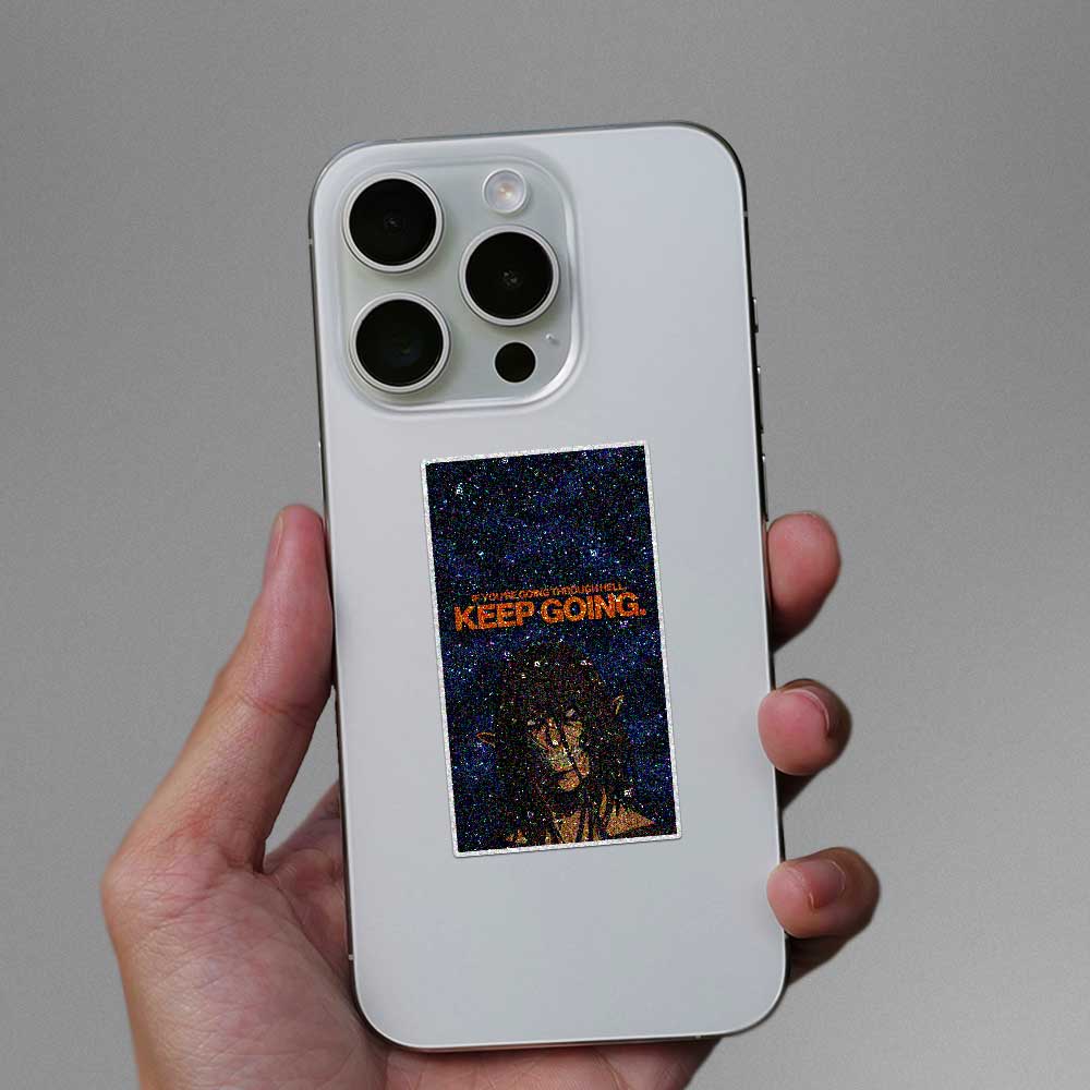 Keep Going Demon Face Glitter Sticker