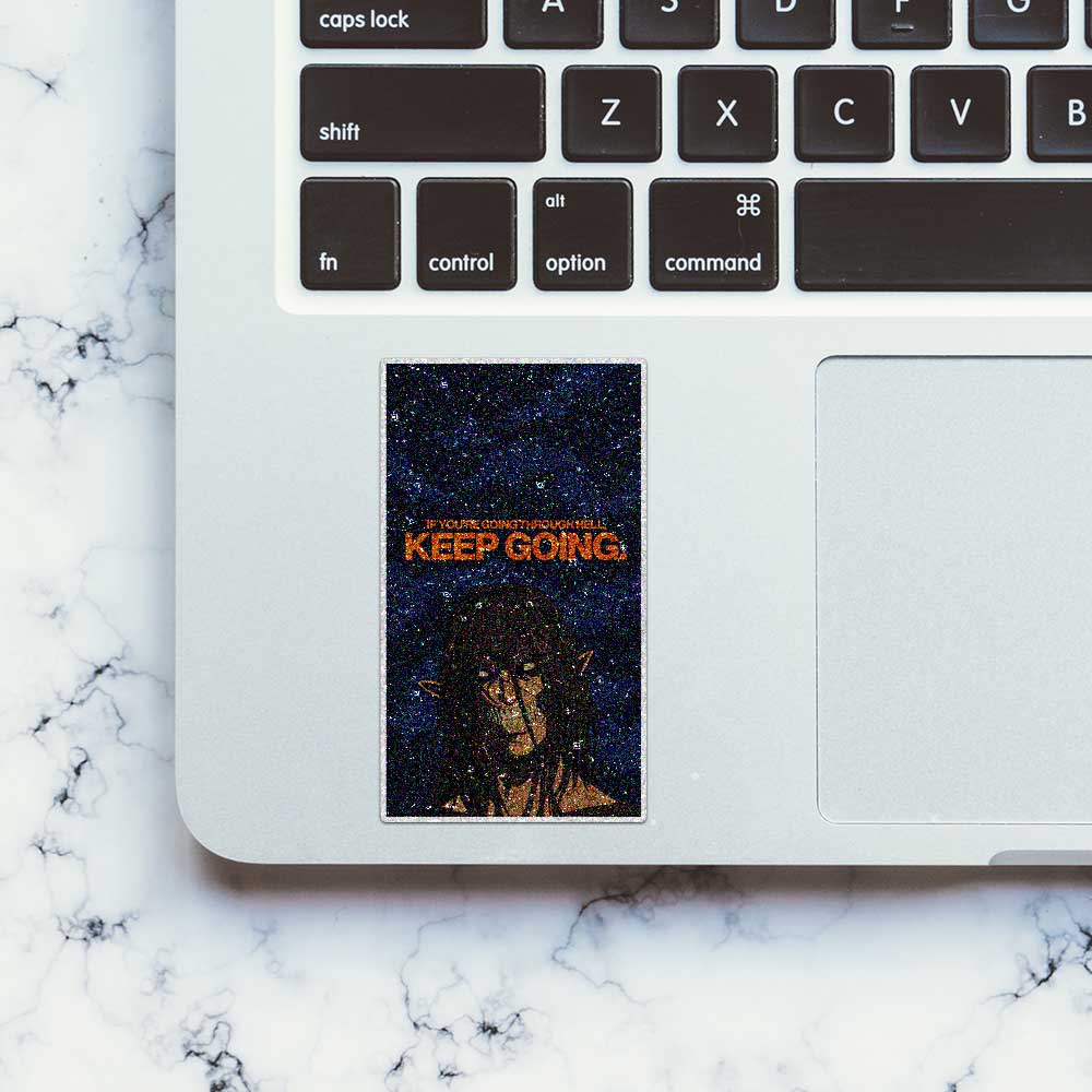 Keep Going Demon Face Glitter Sticker