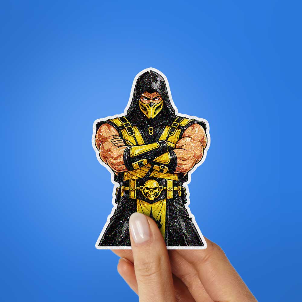 Masked Warrior Fighter Glitter Sticker