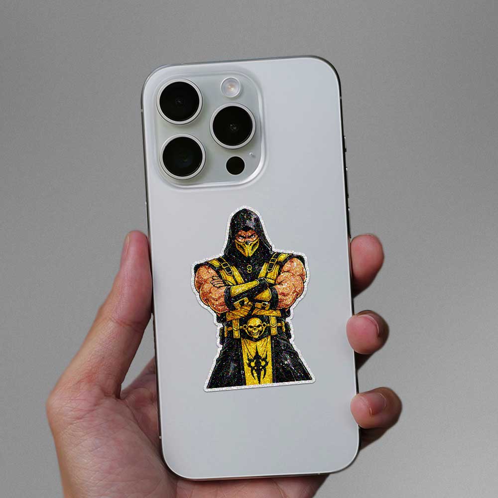 Masked Warrior Fighter Glitter Sticker