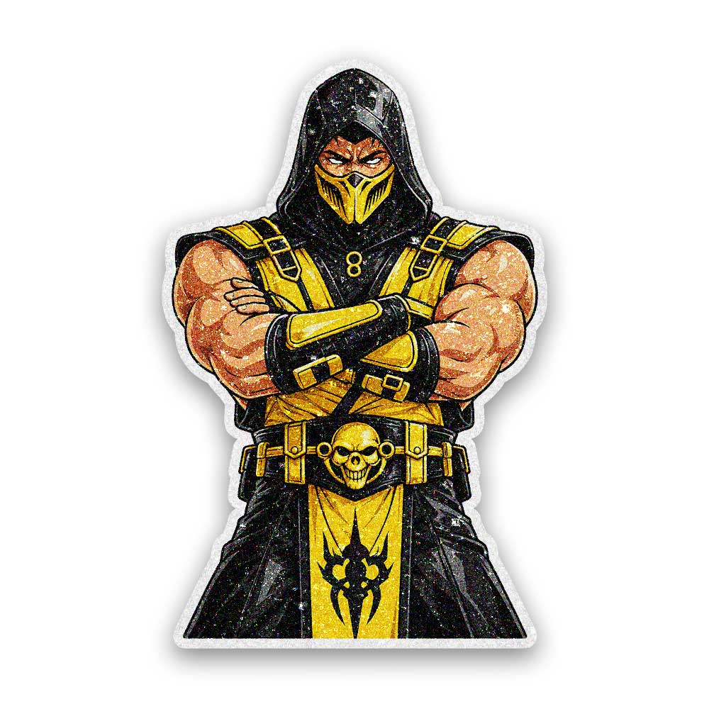 Masked Warrior Fighter Glitter Sticker