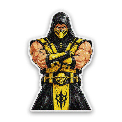 Masked Warrior Fighter Glitter Sticker
