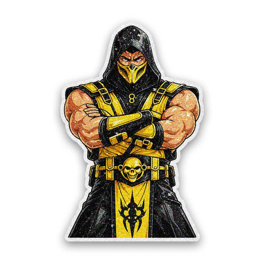 Masked Warrior Fighter Glitter Sticker