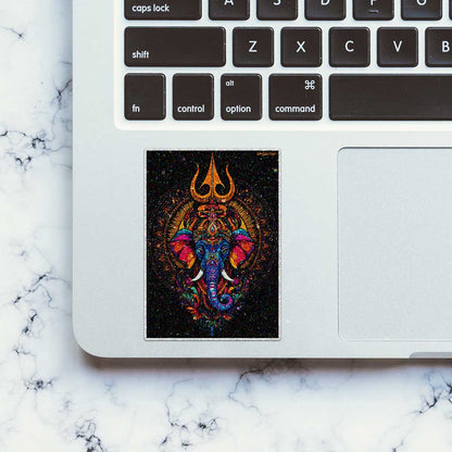 Mystic Trishul Elephant Glitter Sticker