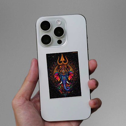 Mystic Trishul Elephant Glitter Sticker