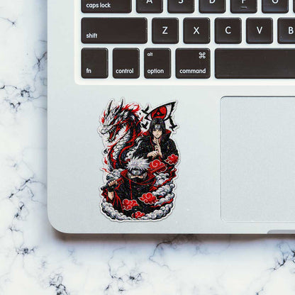 Ninja Duo Red Dragon Glitter Sticker