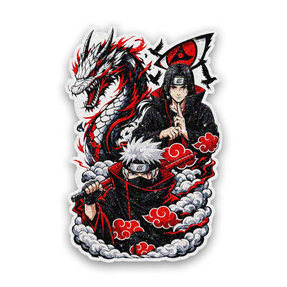 Ninja Duo Red Dragon Glitter Sticker