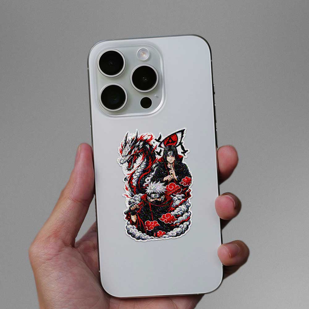 Ninja Duo Red Dragon Glitter Sticker