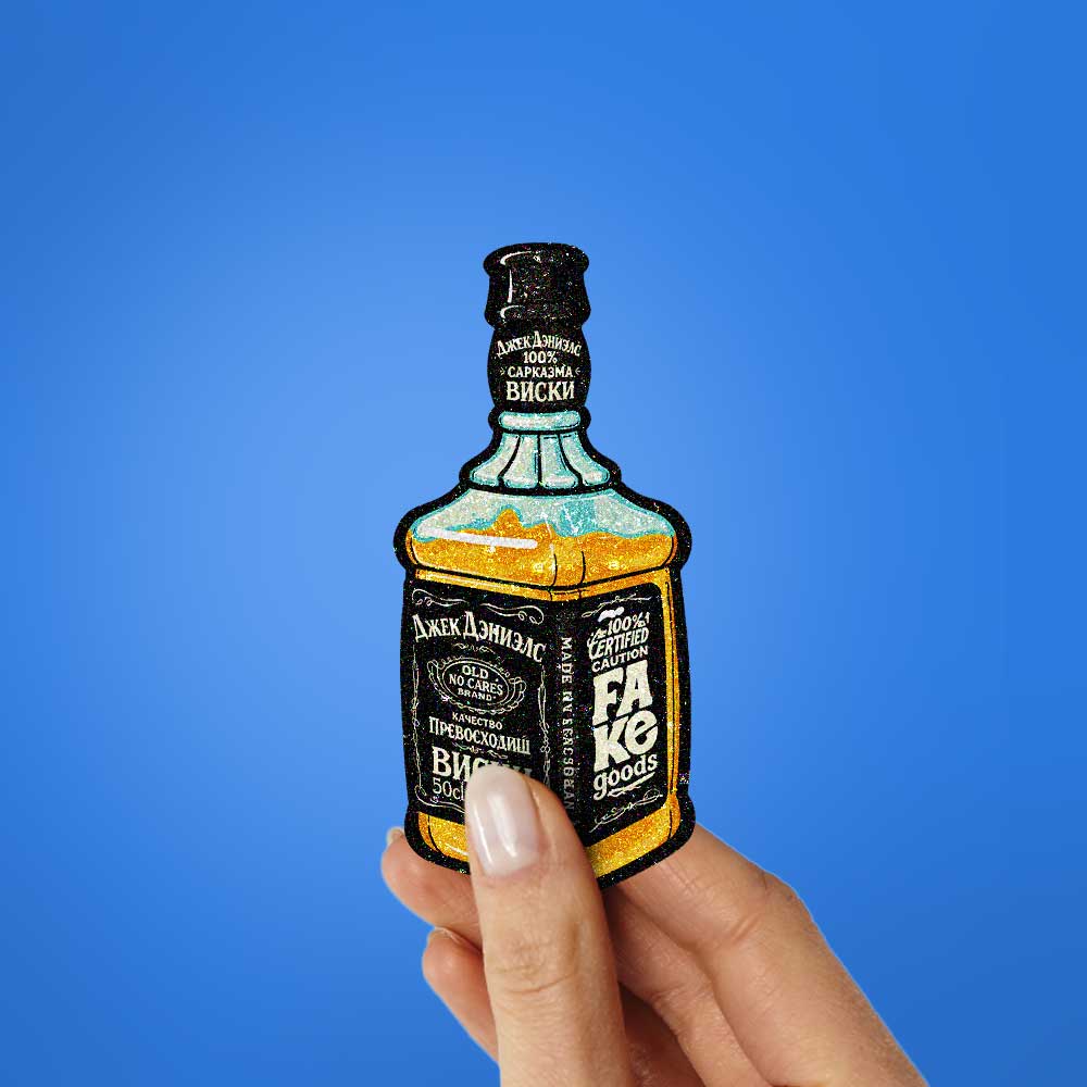Old Whiskey Label Glitter Sticker