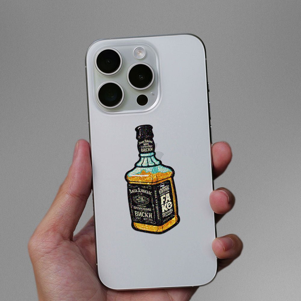 Old Whiskey Label Glitter Sticker