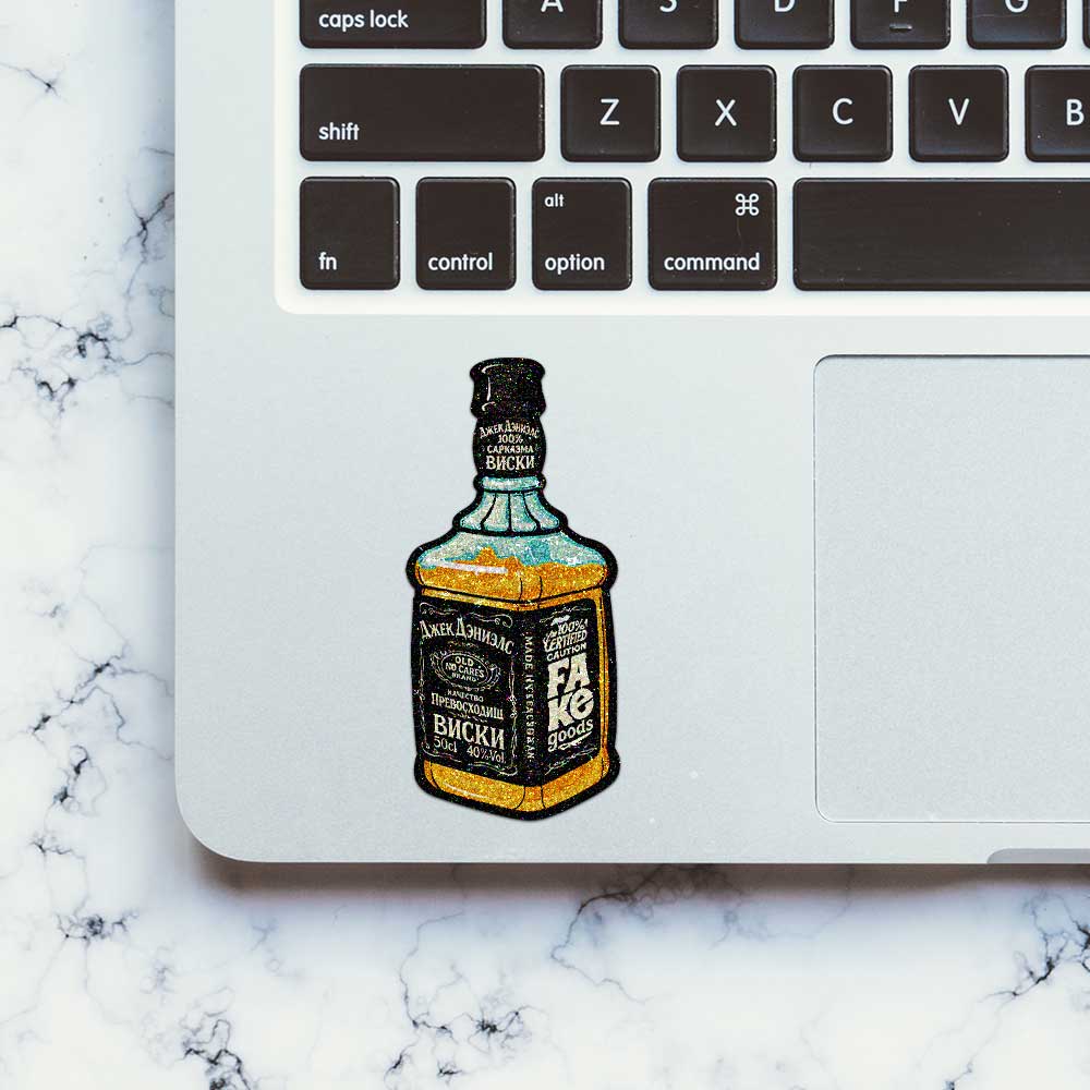Old Whiskey Label Glitter Sticker