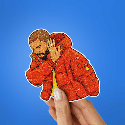 Orange Jacket Guy Glitter Sticker