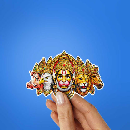Panchmukhi Hanuman Faces Glitter Sticker