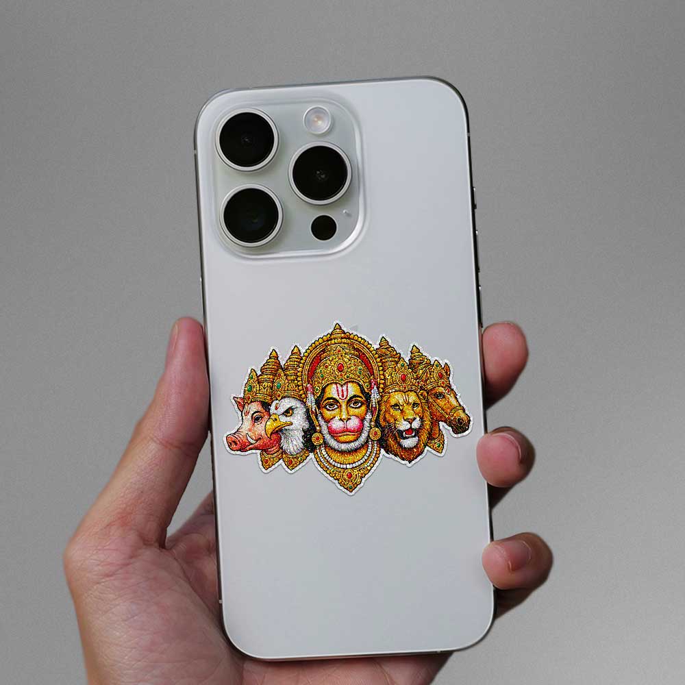 Panchmukhi Hanuman Faces Glitter Sticker