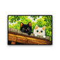 Peeking Black and White Cats Glitter Sticker