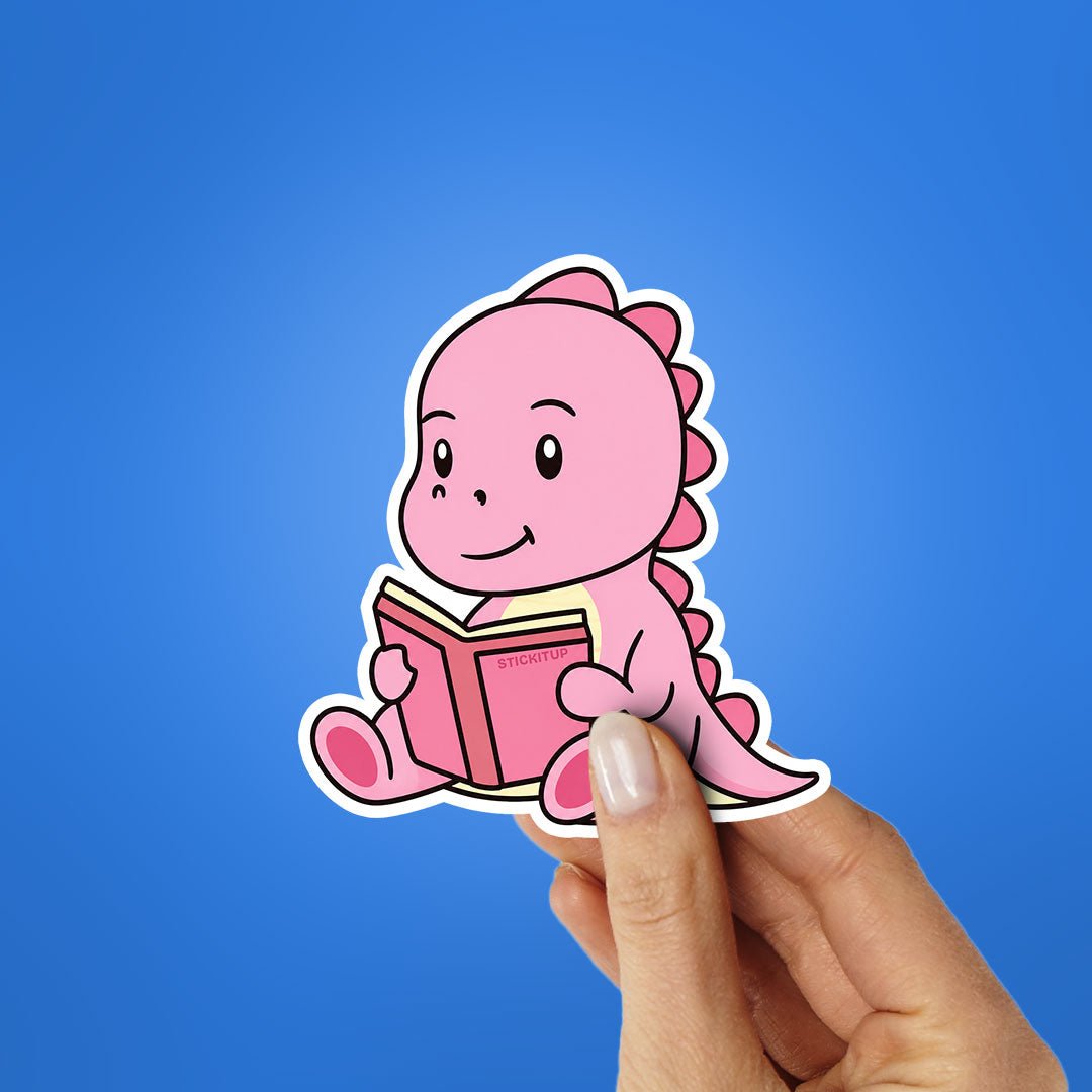Pink Dino Reading Sticker