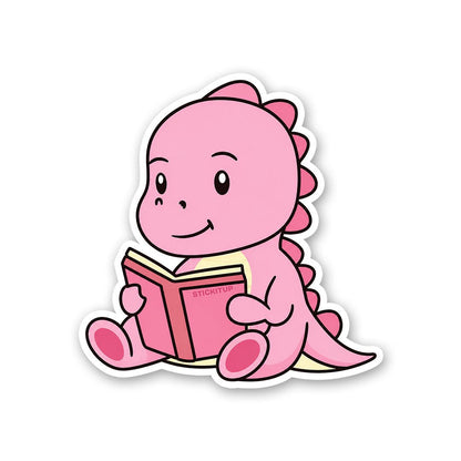Pink Dino Reading Sticker