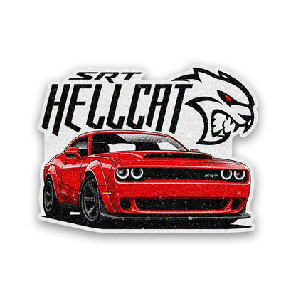 Red Muscle Car Glitter Sticker