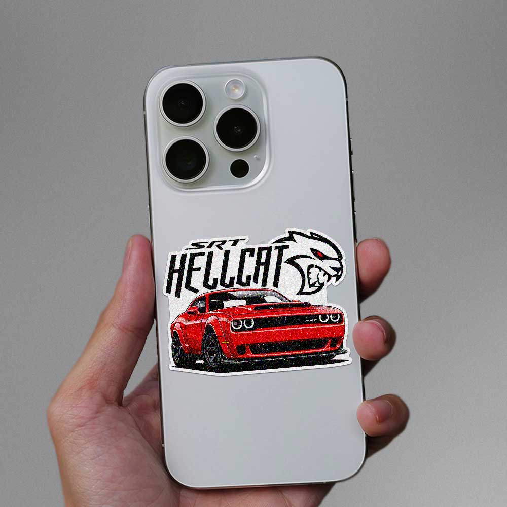 Red Muscle Car Glitter Sticker