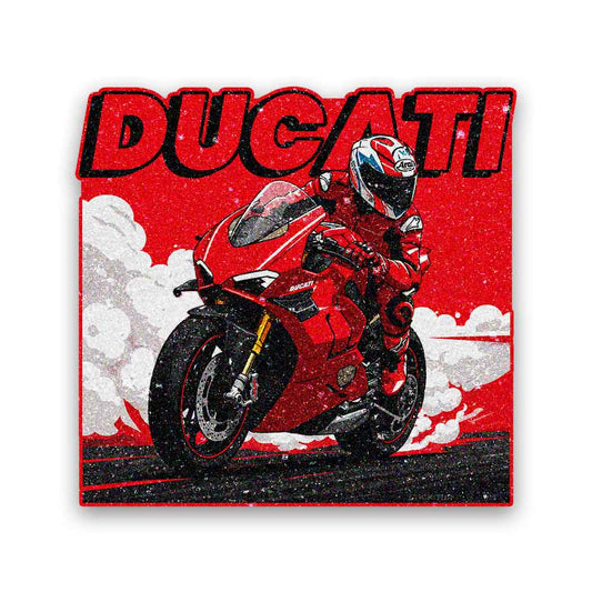 Red Racing Motorcycle Glitter Sticker