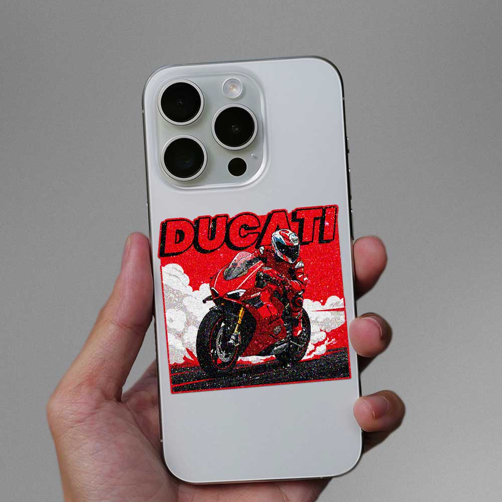 Red Racing Motorcycle Glitter Sticker