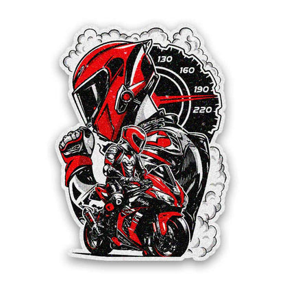 Red Sportbike Speedometer Glitter Sticker