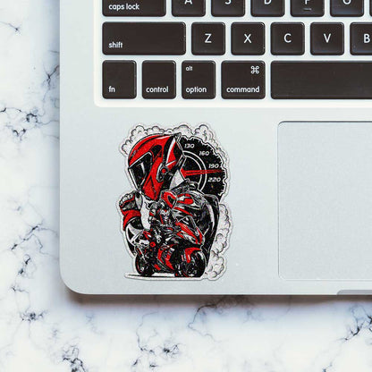 Red Sportbike Speedometer Glitter Sticker