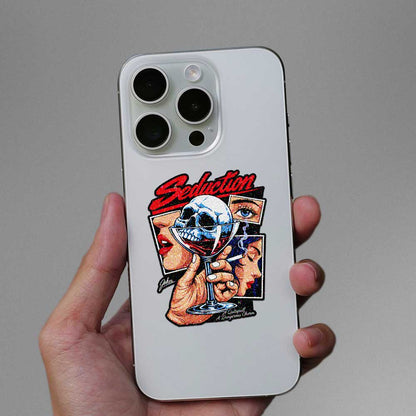 Seduction Skull Wine Glass Glitter Sticker
