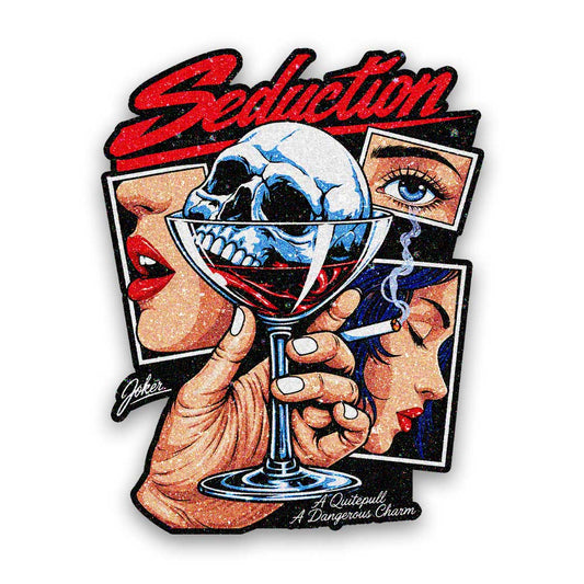Seduction Skull Wine Glass Glitter Sticker