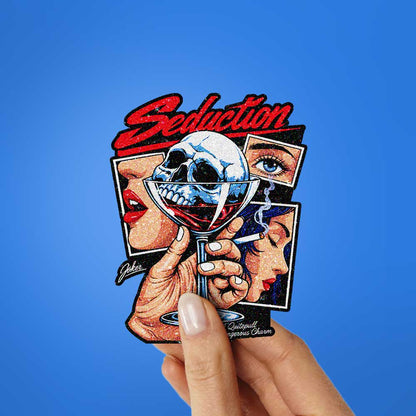Seduction Skull Wine Glass Glitter Sticker