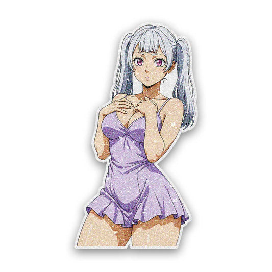 Silver Haired Anime Girl Glitter Sticker