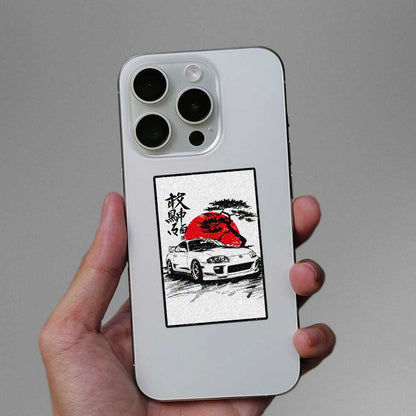 Sports Car Sketch Art Glitter Sticker