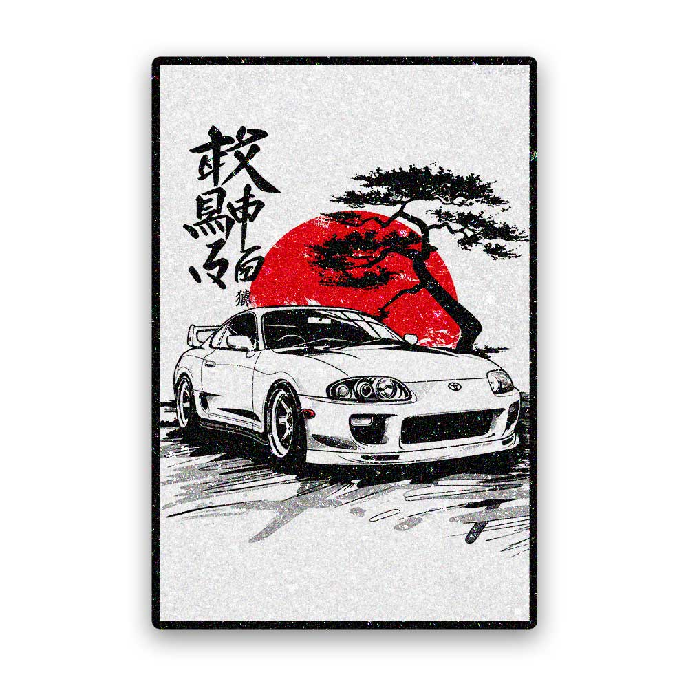 Sports Car Sketch Art Glitter Sticker