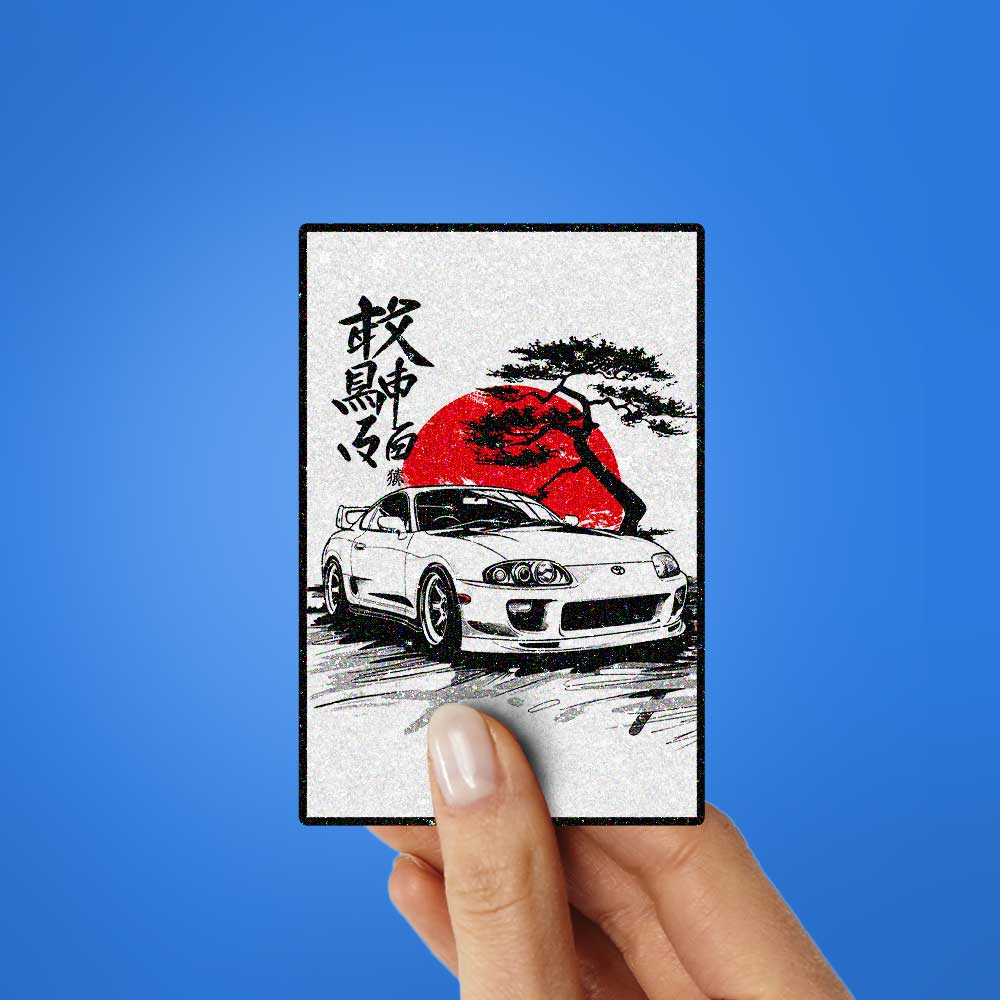 Sports Car Sketch Art Glitter Sticker