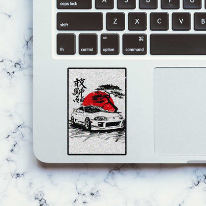 Sports Car Sketch Art Glitter Sticker