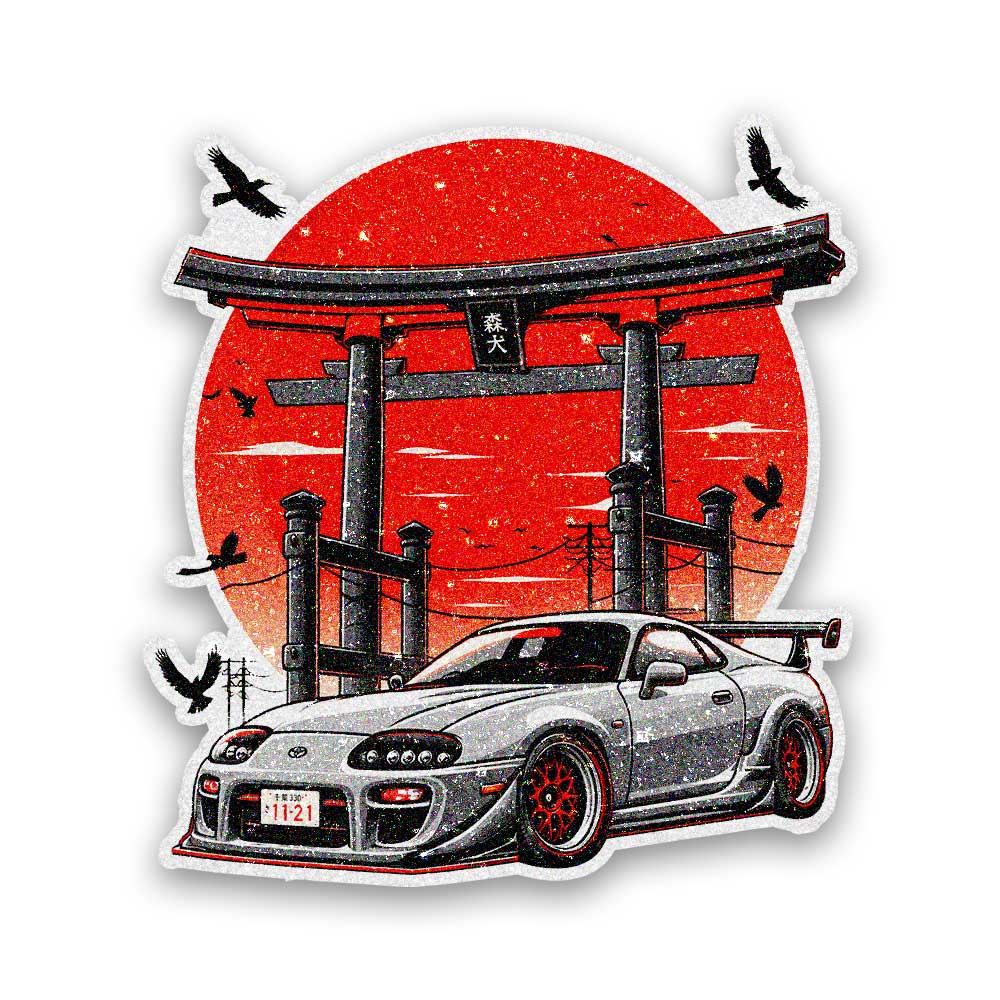 Sports Car Torii Gate Glitter Sticker