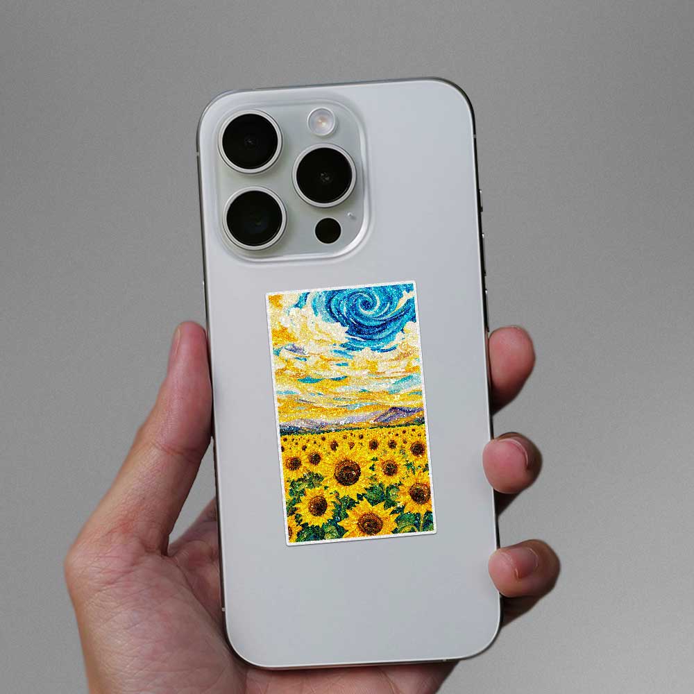 Sunflower Swirl Sky Glitter Sticker