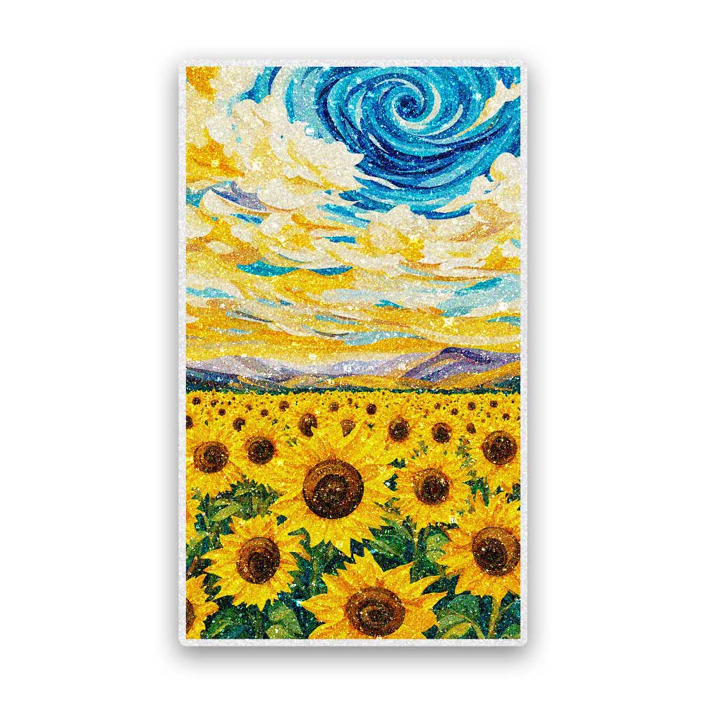 Sunflower Swirl Sky Glitter Sticker