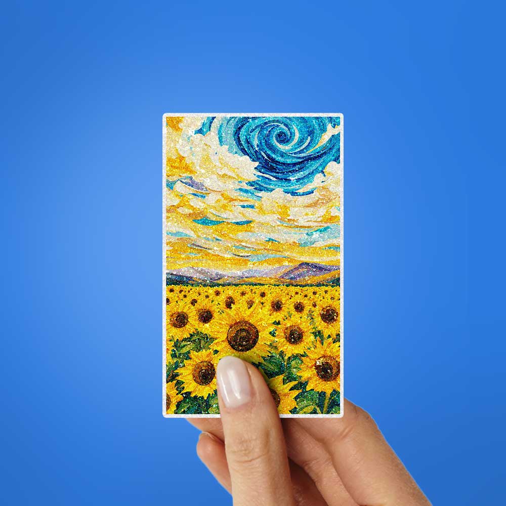 Sunflower Swirl Sky Glitter Sticker
